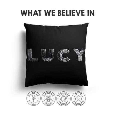 Personalised Name Diamond Gems Letters Soft Square Filled Cushion Throw Decor