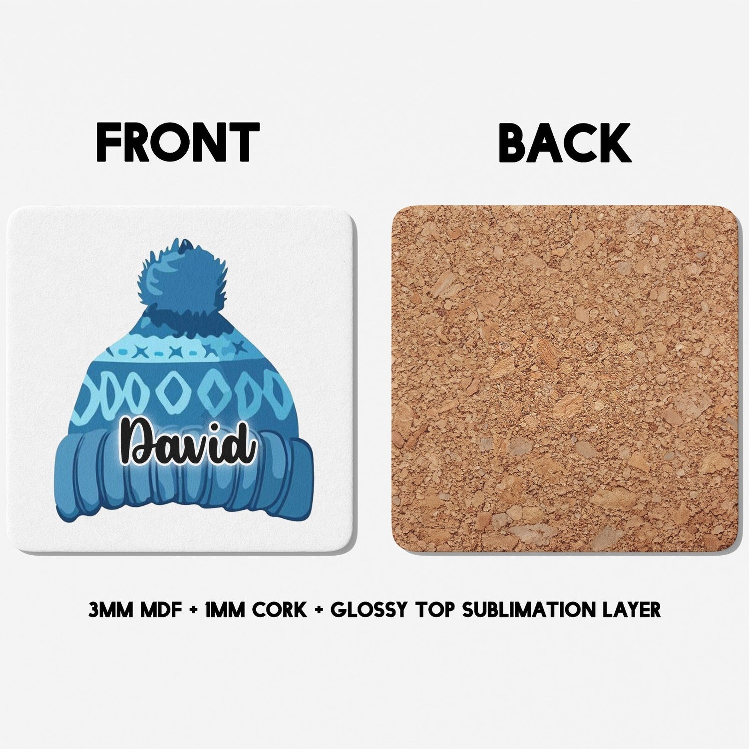 Personalised Woolly Hat Custom Printed Coffee Tea Mug Coaster Gift Him Her