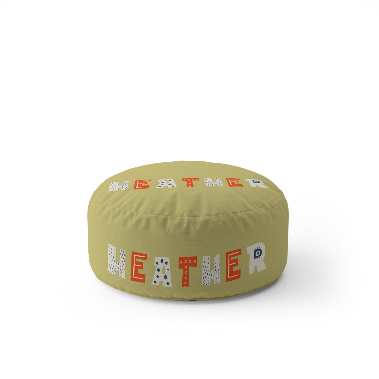 Personalised Name Kids Alphabet Onyx Kids Ottoman Filled Pouffe Washable Cover