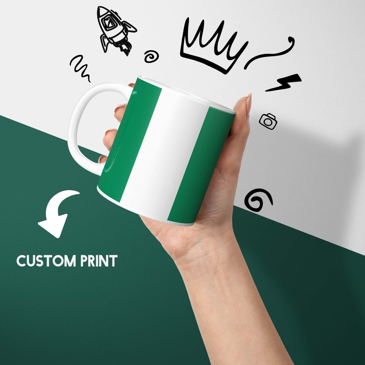 Nigeria Flag Nigerian Design Coffee Tea Mug Cup Set Coaster Gift Him Her Custom