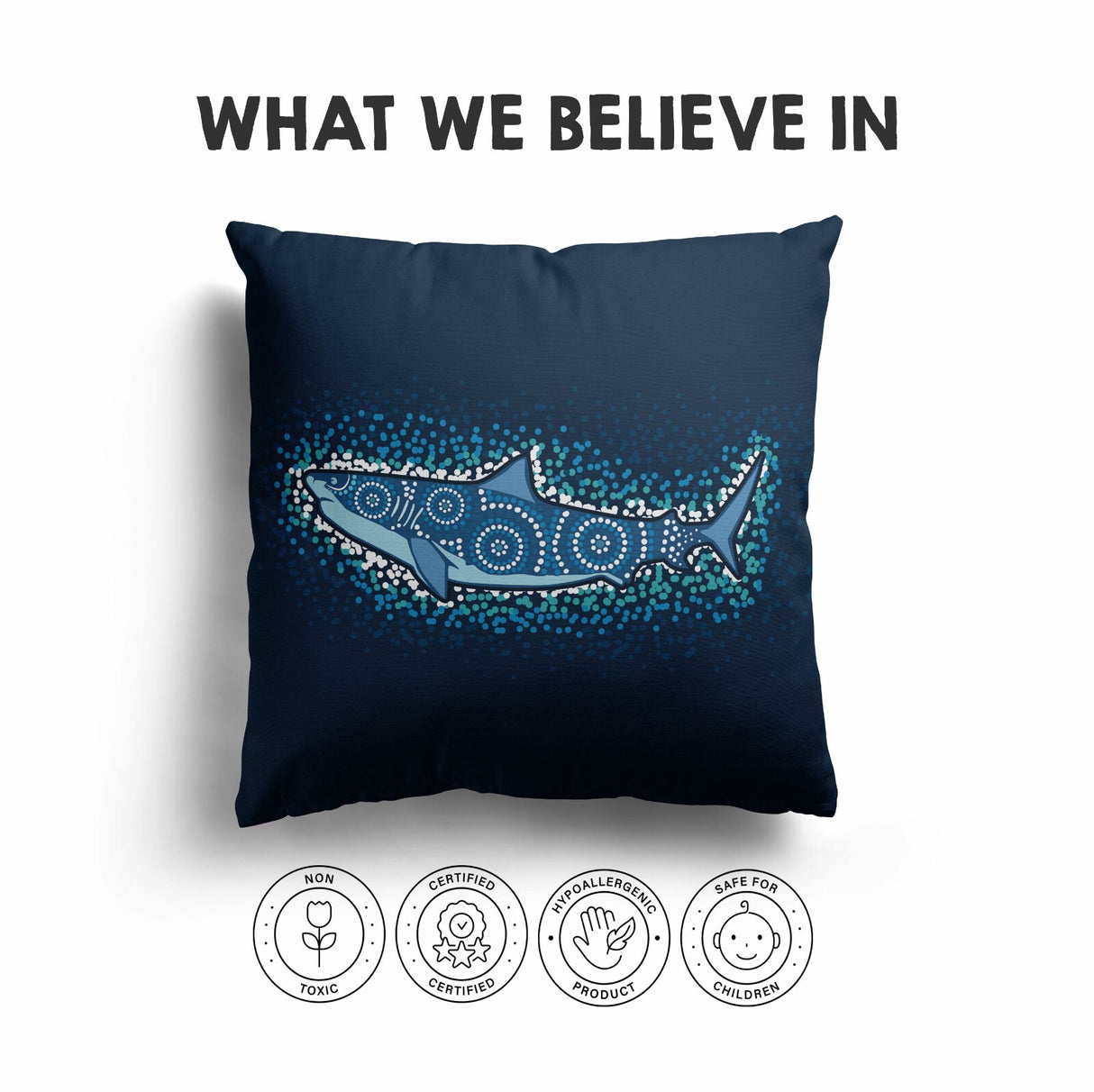 Custom Made Shark Ocean Sea Blue Design Print Square Fill Zipped Cushion Throw