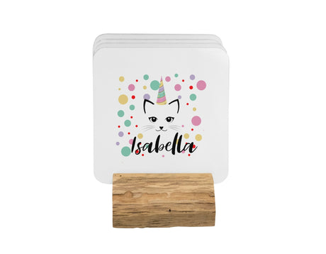 Personalised Name Unicorn Kitten Coffee Tea Mug Gift 11oz Mug + Coaster