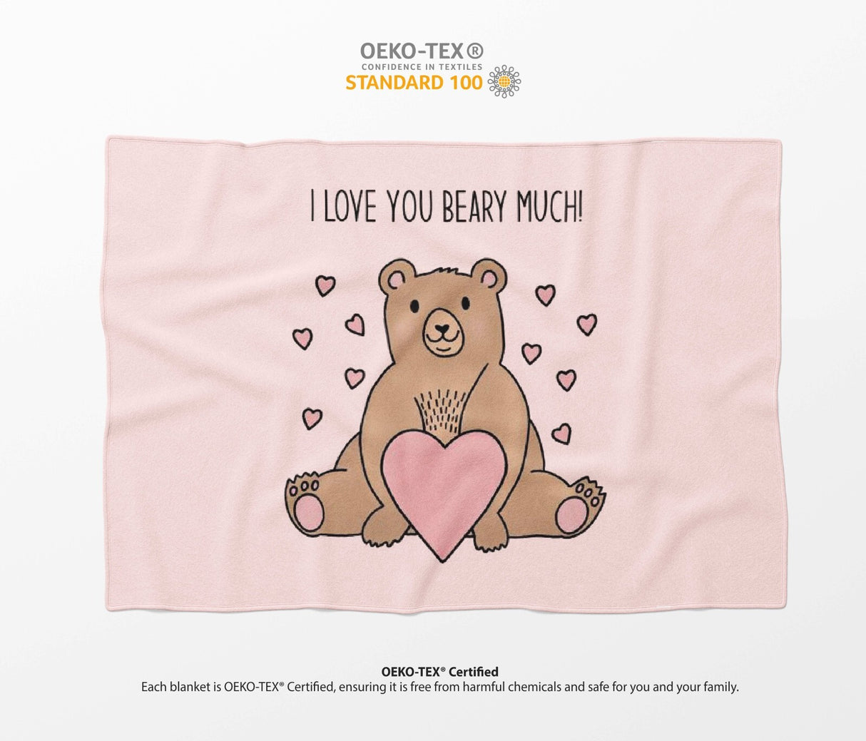Love You Beary Much Cute Love Valentines Anniversary Fleece Mink Blanket Gift