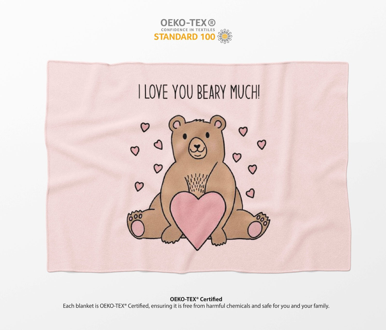 Love You Beary Much Cute Love Valentines Anniversary Fleece Mink Blanket Gift