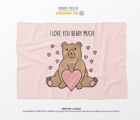 Love You Beary Much Cute Love Valentines Anniversary Fleece Mink Blanket Gift