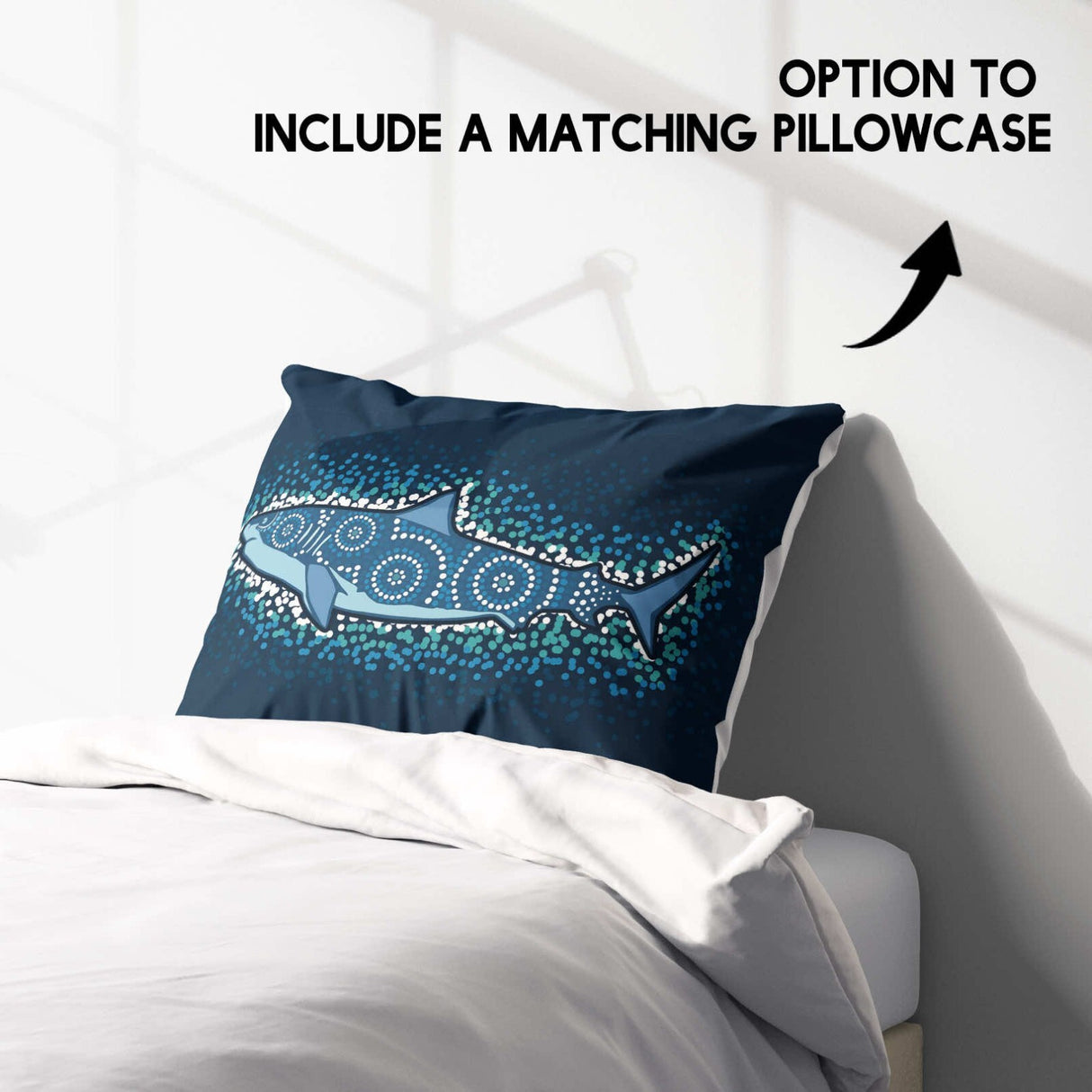 Custom Made Shark Ocean Sea Blue Design Kids Single Bed Duvet Cover + Pillowcase