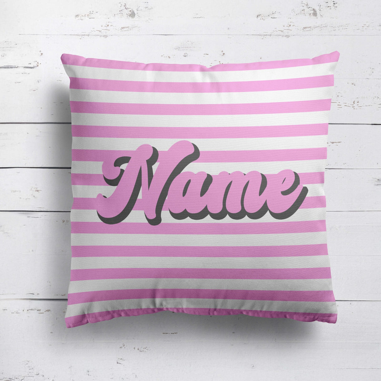 Personalised Custom Name Colour Stripe Retro Font Square Fill Zip Cushion Throw
