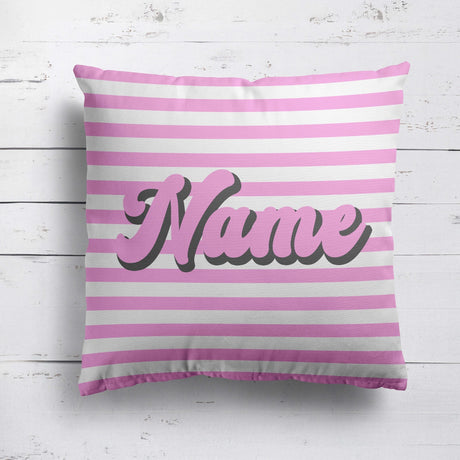 Personalised Custom Name Colour Stripe Retro Font Square Fill Zip Cushion Throw