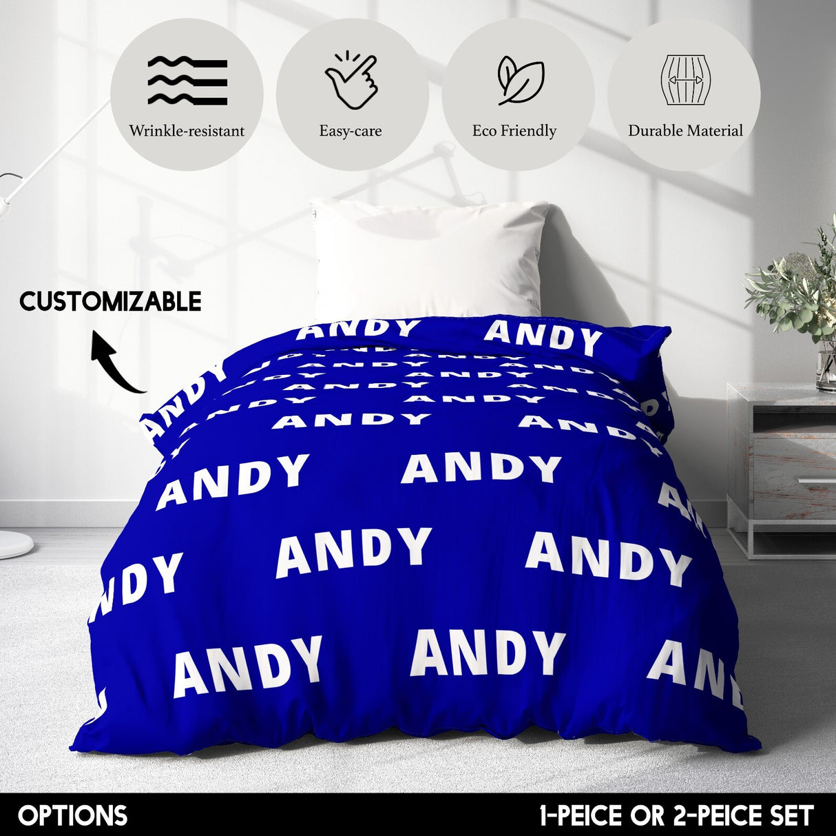 Personalised Any Name Customised Colour Soft Single Size Novelty Bed Duvet Cover