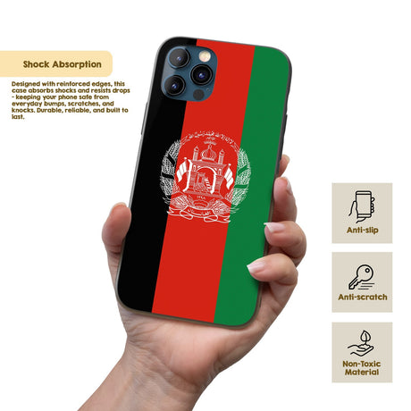 Afghanistan Flag Patriotic iPhone Case - Black TPU Cover Protector Custom Gift