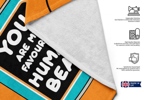 Personalised My Favourite Human Bean Name Novelty Soft Warm Fleece Blanket Decor