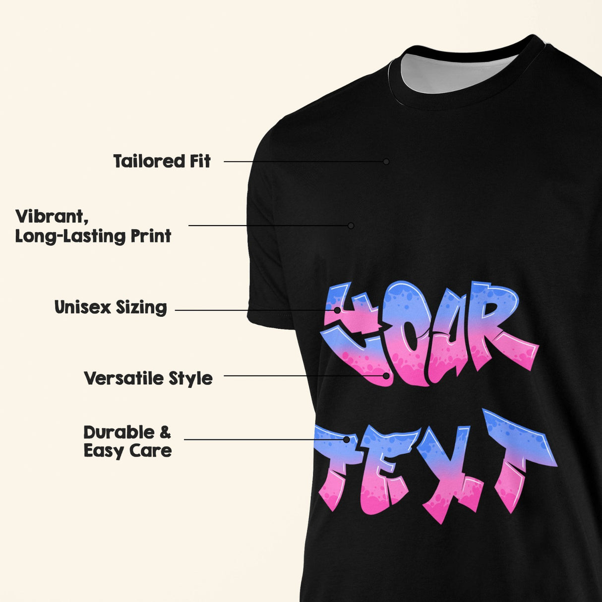 Personalised Urban Graffiti Printed T-Shirt Custom Name & Colour Unisex Adult