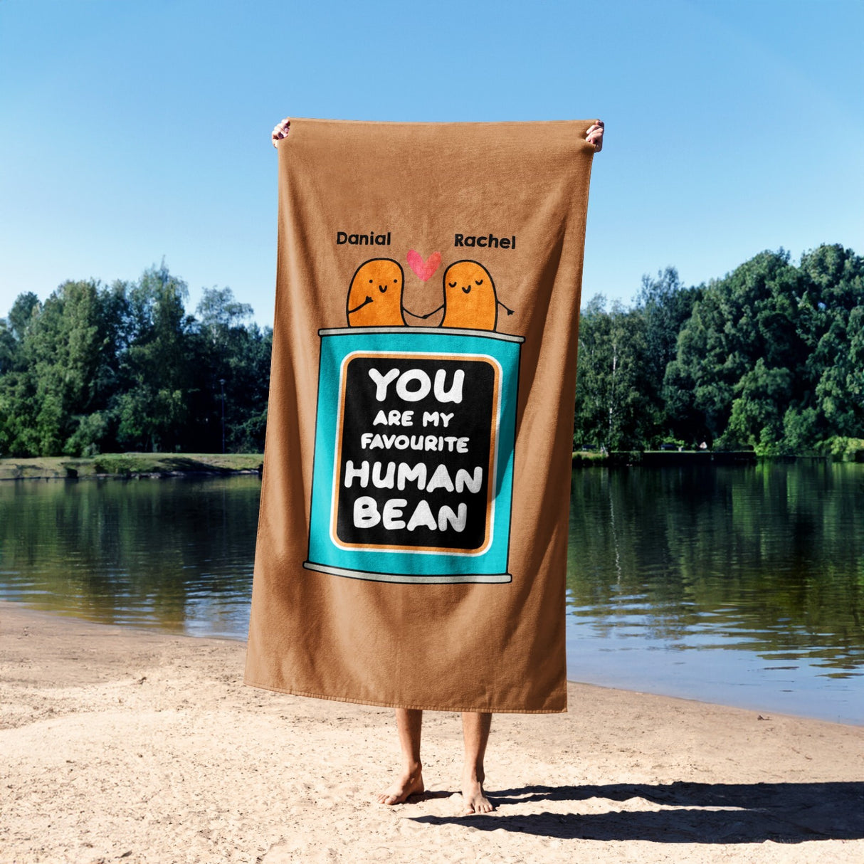Personalised My Favourite Human Bean Name Cute Absorbent Beach Bath Sheet Towel