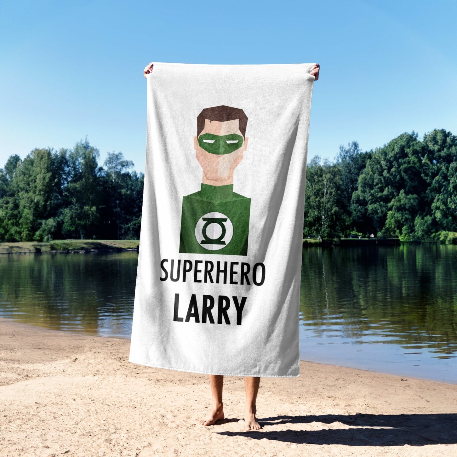 Superhero Personalised Name Custom Colour Kids Absorbent Beach Bath Sheet Towel