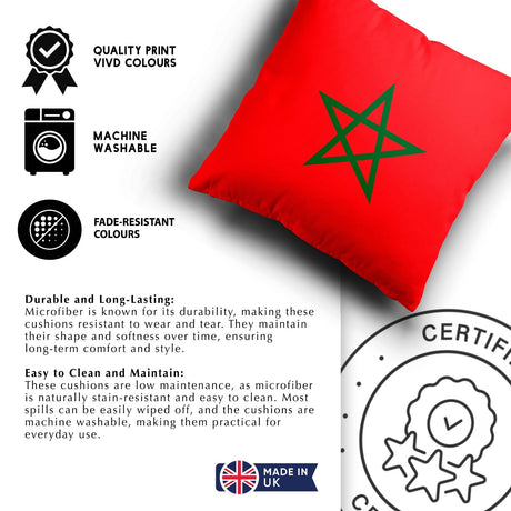 Morocco Flag Moroccan Design Filled Square Cushion Decorative Throw Gift Size