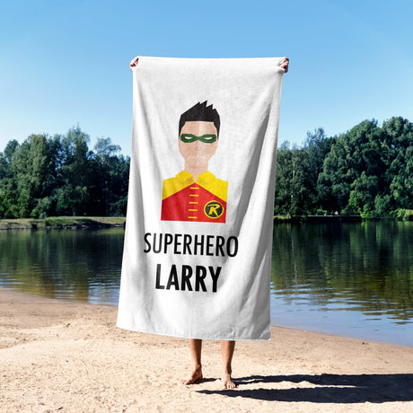 Superhero Personalised Name Custom Colour Kids Absorbent Beach Bath Sheet Towel