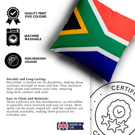South Africa Flag SA Design Filled Square Cushion Decorative Throw Gift Any Size