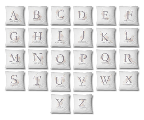 Personalised Misty Dusty Pastel Alphabet Floral Name Initial Letter Cushion