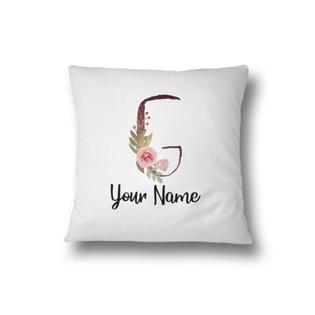 Personalised Floral Watercolour Hand Paint Effect Alphabet Floral Name Cushion