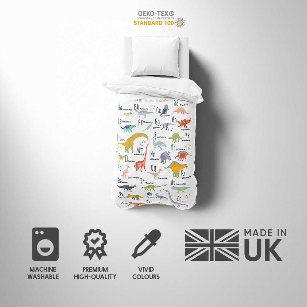 My Dinosaur Alphabet Personalised Custom Colour Soft Single Size Bed Duvet Cover