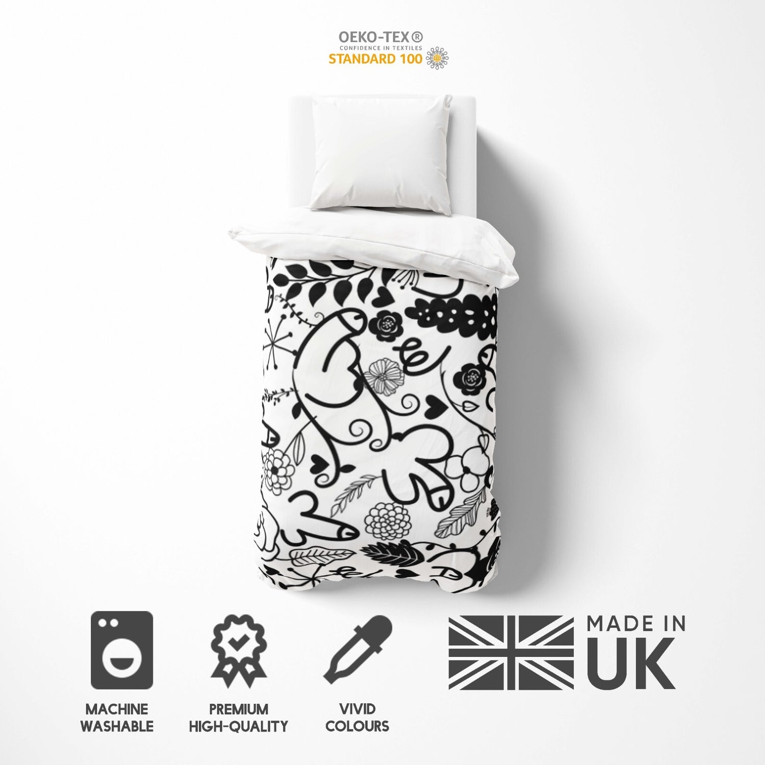 Floral Willy Pattern Rude Funny Custom Soft Single Size Novelty Bed Duvet Cover