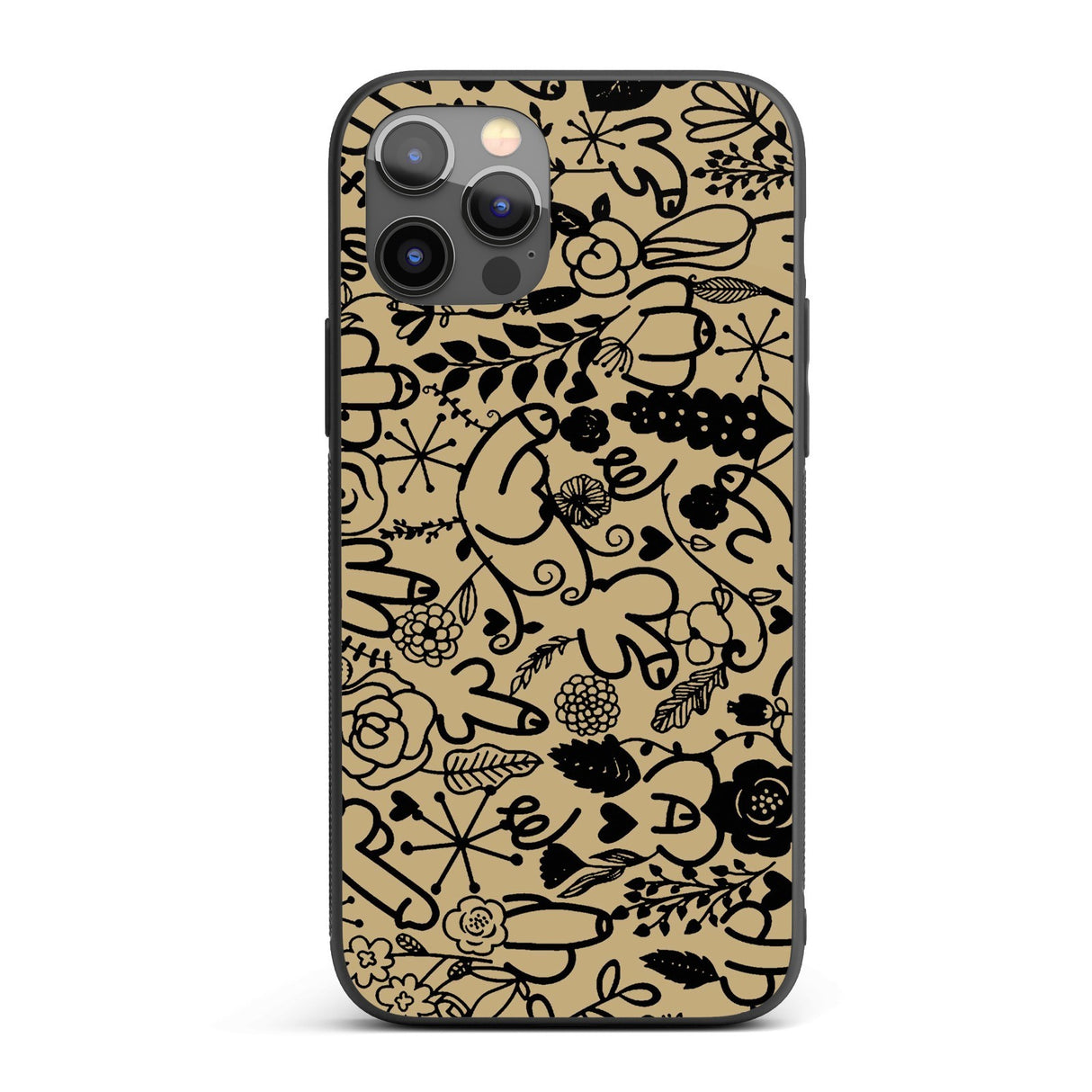 Floral Willy Personalised Custom Rude Funny Cover - Printed iPhone Black Case