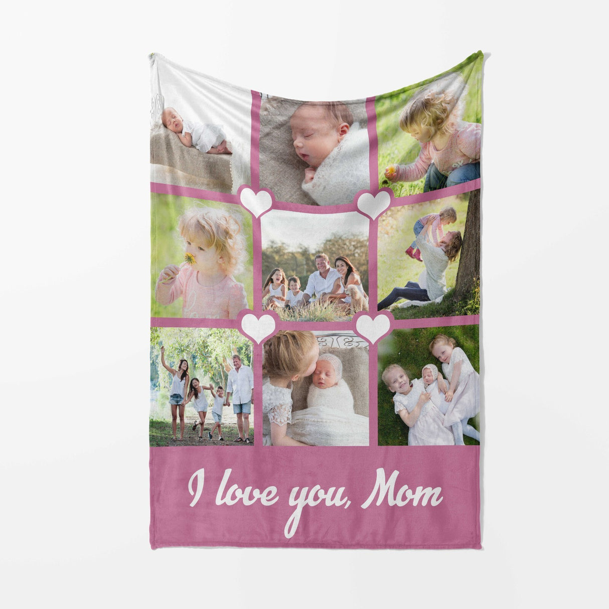 I Love You Custom Photo Upload Soft Warm Fleece Memory Blanket Throw Decor
