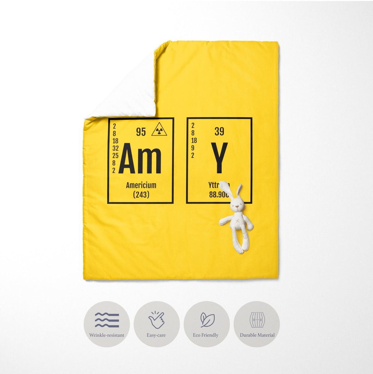 Personalised Name Science Chemical Font Kids Cot Bed Duvet Cover + Pillowcase