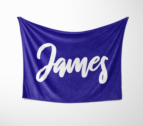 Personalised Custom Name Colour Plain Script Font Soft Warm Fleece Blanket Decor