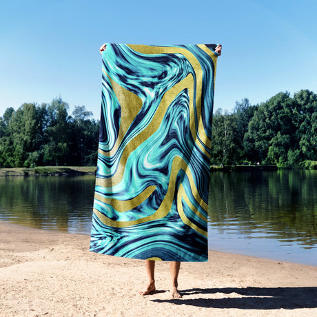 Liquid Marble Abstract Custom Design Coloured Novelty Beach Bath Sheet Towel