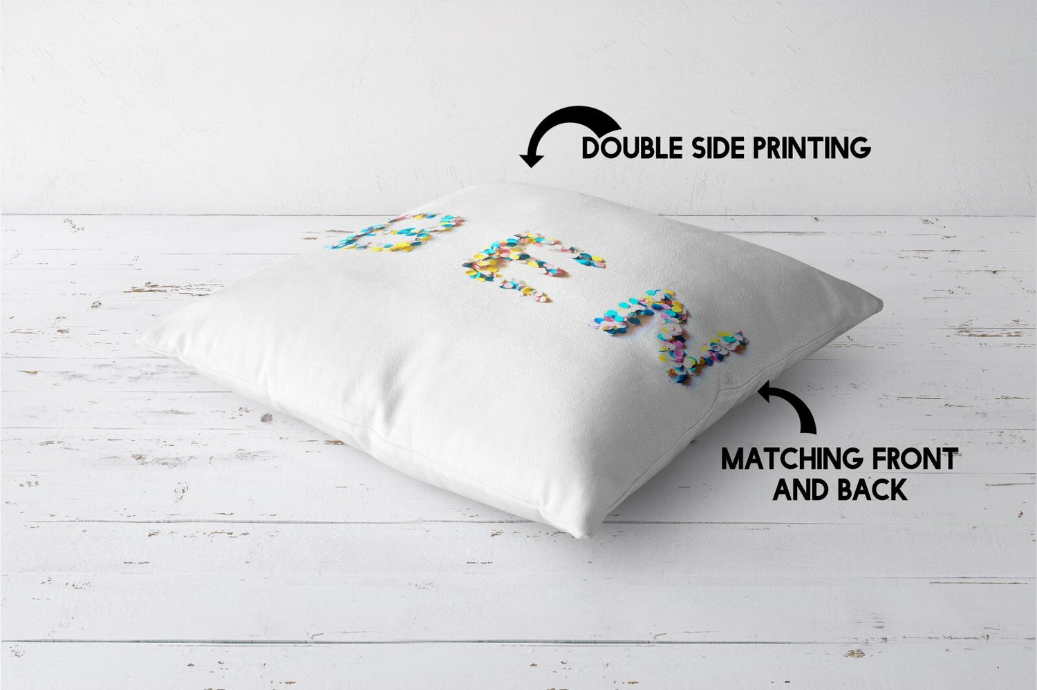 Personalised Confetti Handmade Print Soft Square Filled Cushion Throw Decor