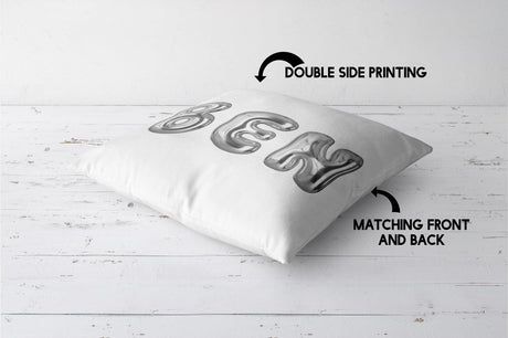 Personalised 3D Bubble Name Text Print Soft Square Filled Cushion Throw Decor