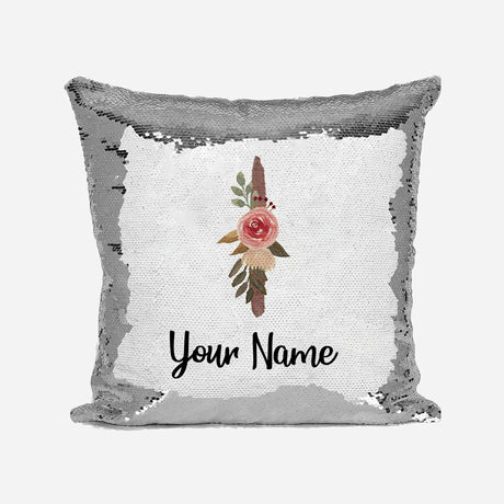 Personalised Floral Watercolour Effect Alphabet Sequin Magic Cushion + Pillow