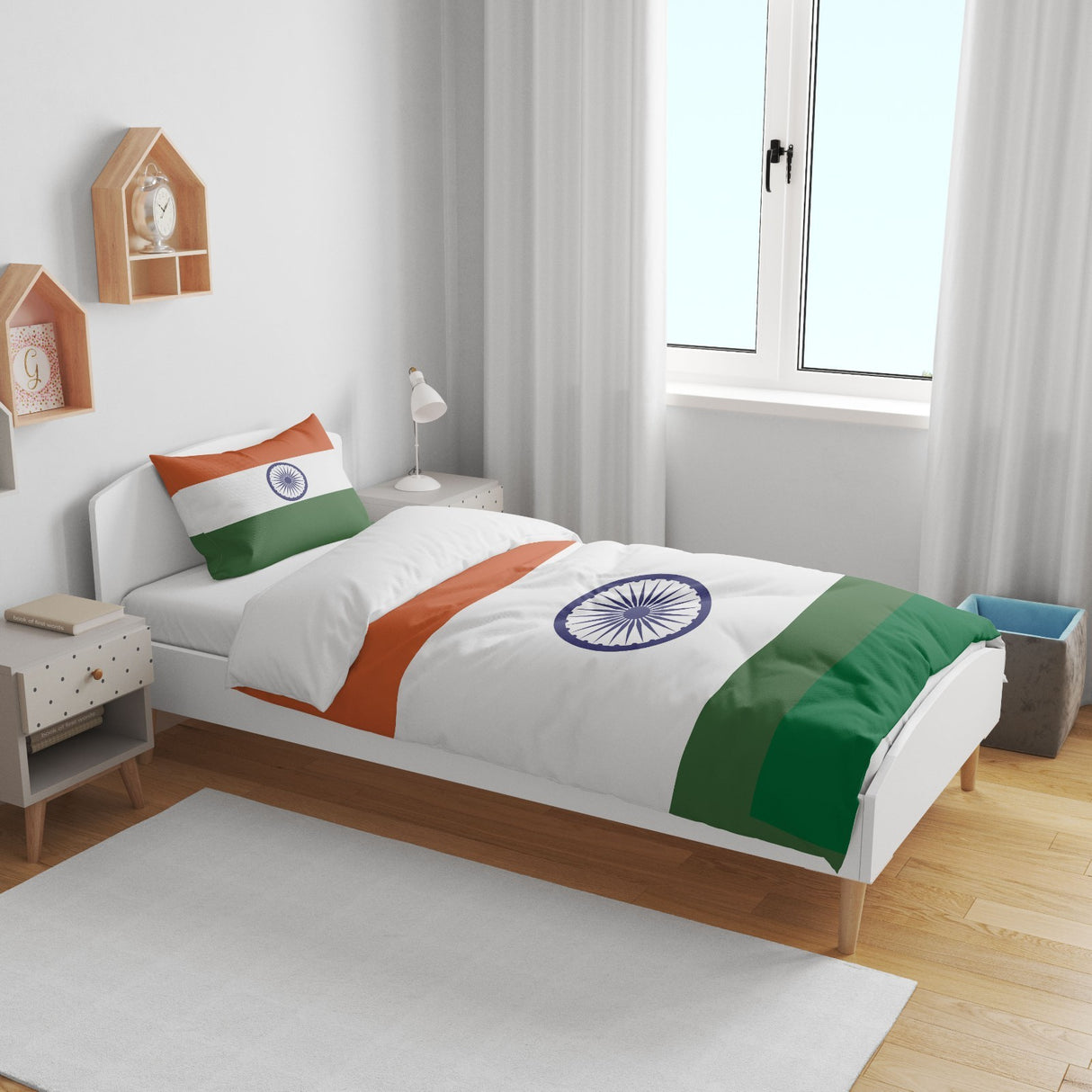 Indian Flag India Cot Bed Duvet Cover Toddler Pillowcase Design Gift Custom Cosy