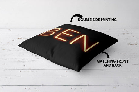 Personalised Neon Alphabet Novelty Print Soft Square Filled Cushion Throw Decor