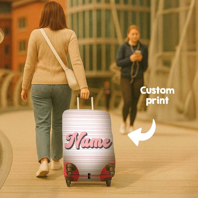 Stripe Retro Font Name Gift Custom Luggage Cover Personalise Suitcase Protector
