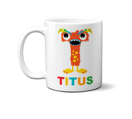 Personalised Children Monster Name Initial Letter Coffee Mug Gift 11oz Ceramic