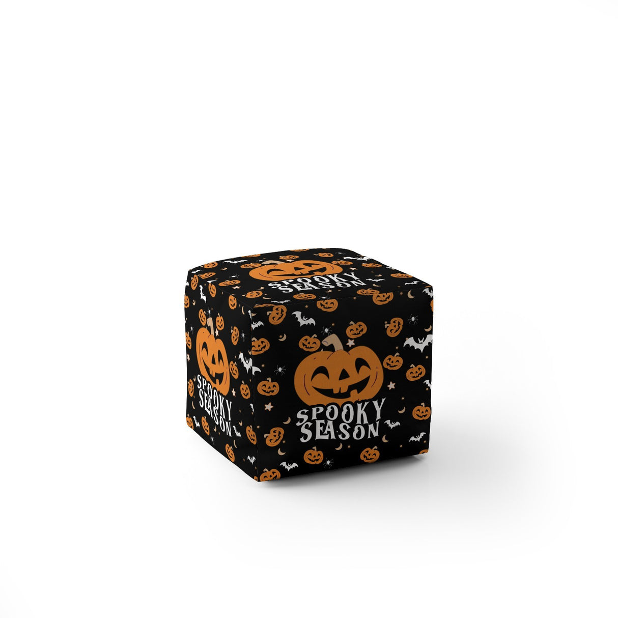 Halloween Spooky Season Pumpkin Custom Ottoman Filled Pouffe Washable Cover Gift