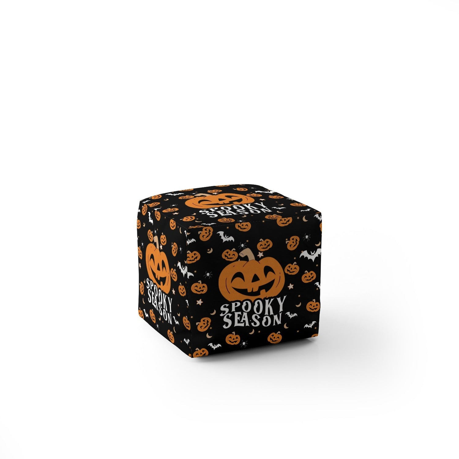 Halloween Spooky Season Pumpkin Custom Ottoman Filled Pouffe Washable Cover Gift