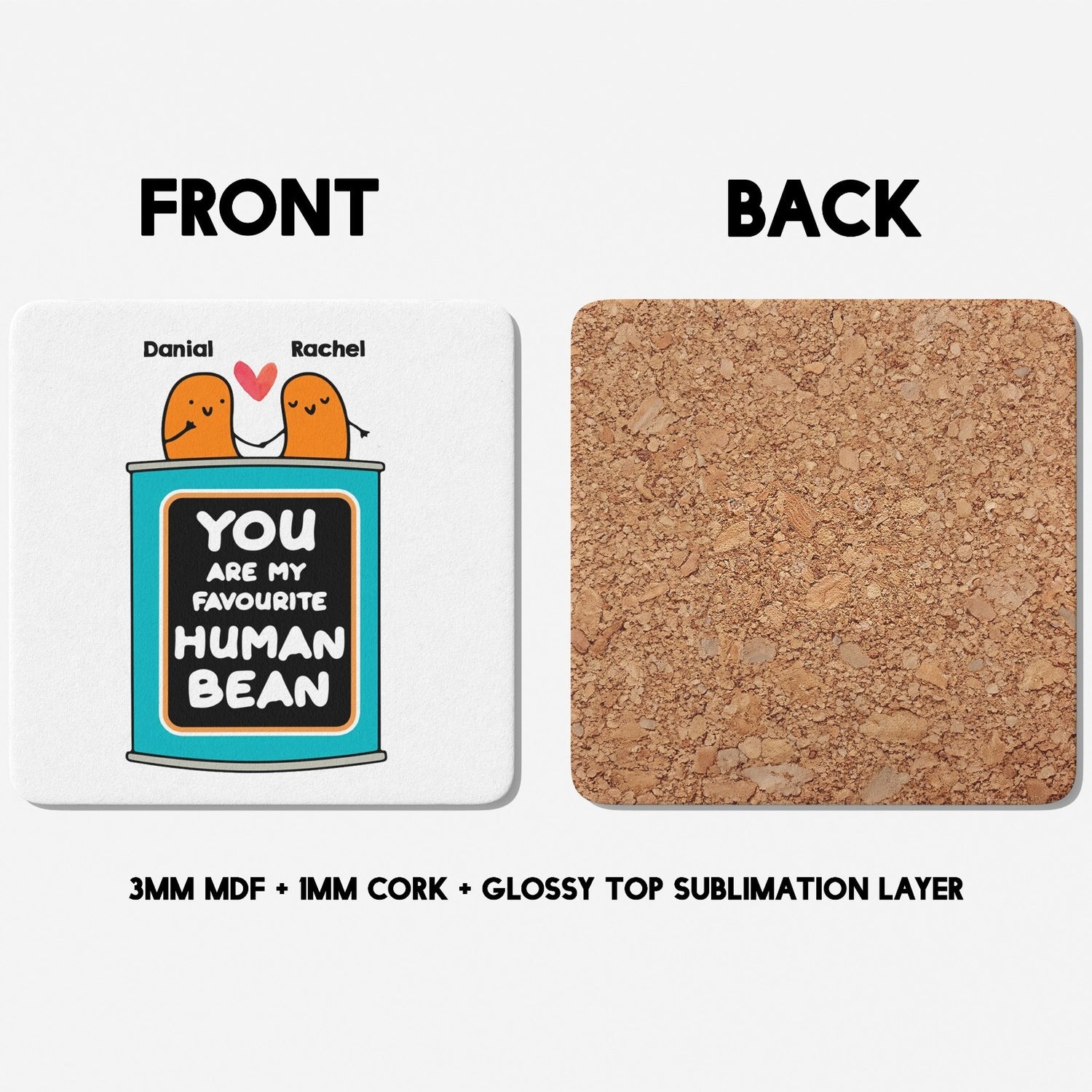 Personalised You Are My Favourite Human Bean Names Mug & Coaster Gift Him/Her