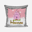 Personalised Name Shiny Sequin Magic Princess Castle Cushion Cover + Pillow Kids
