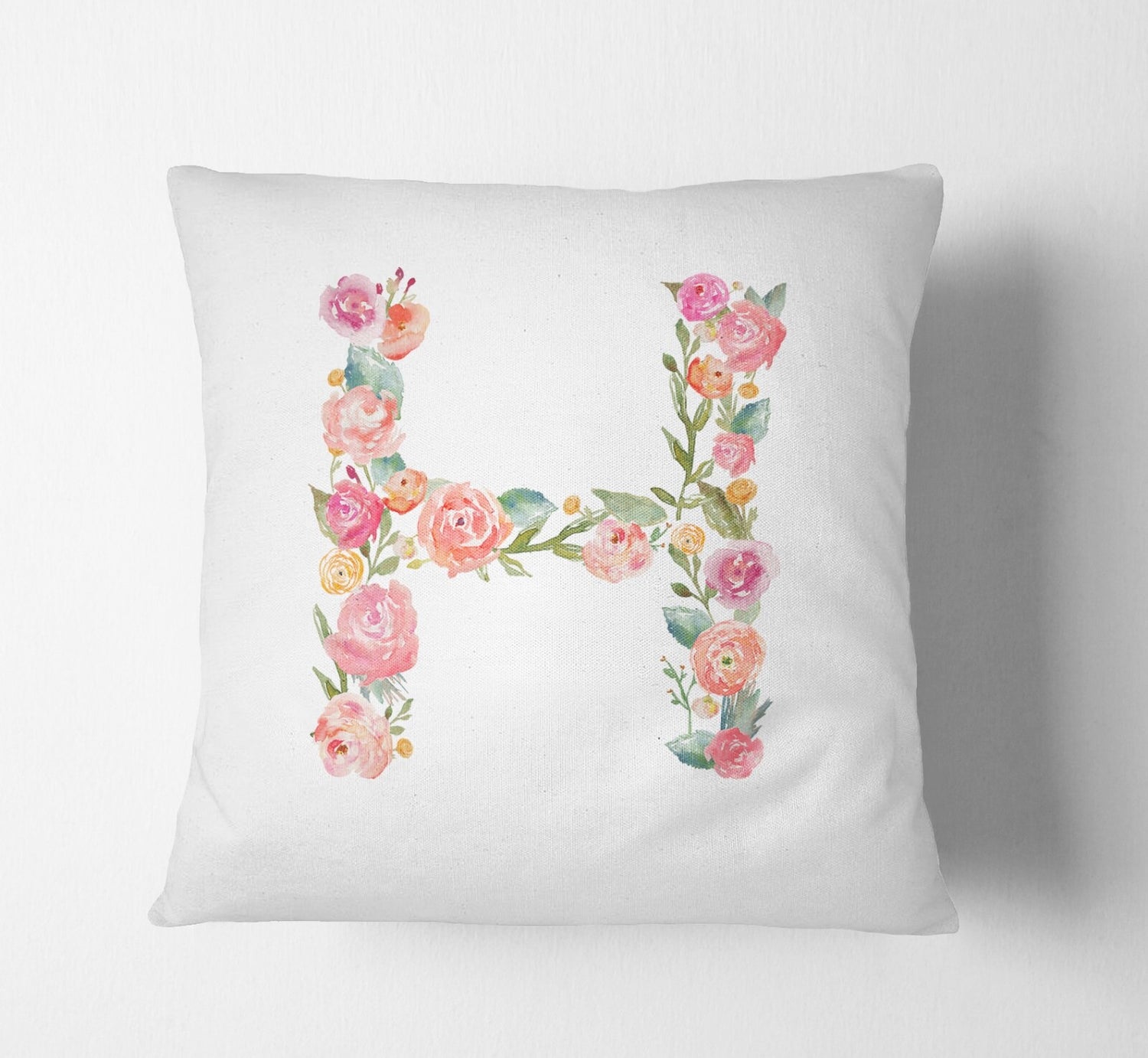 Personalised Alphabet Floral Name Initial Letter Cushion Pillow Case Insert Fill