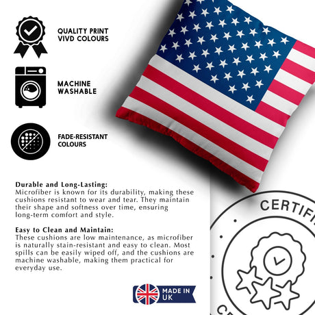 USA Flag America Design Filled Square Cushion - Decorative Throw Gift Any Size