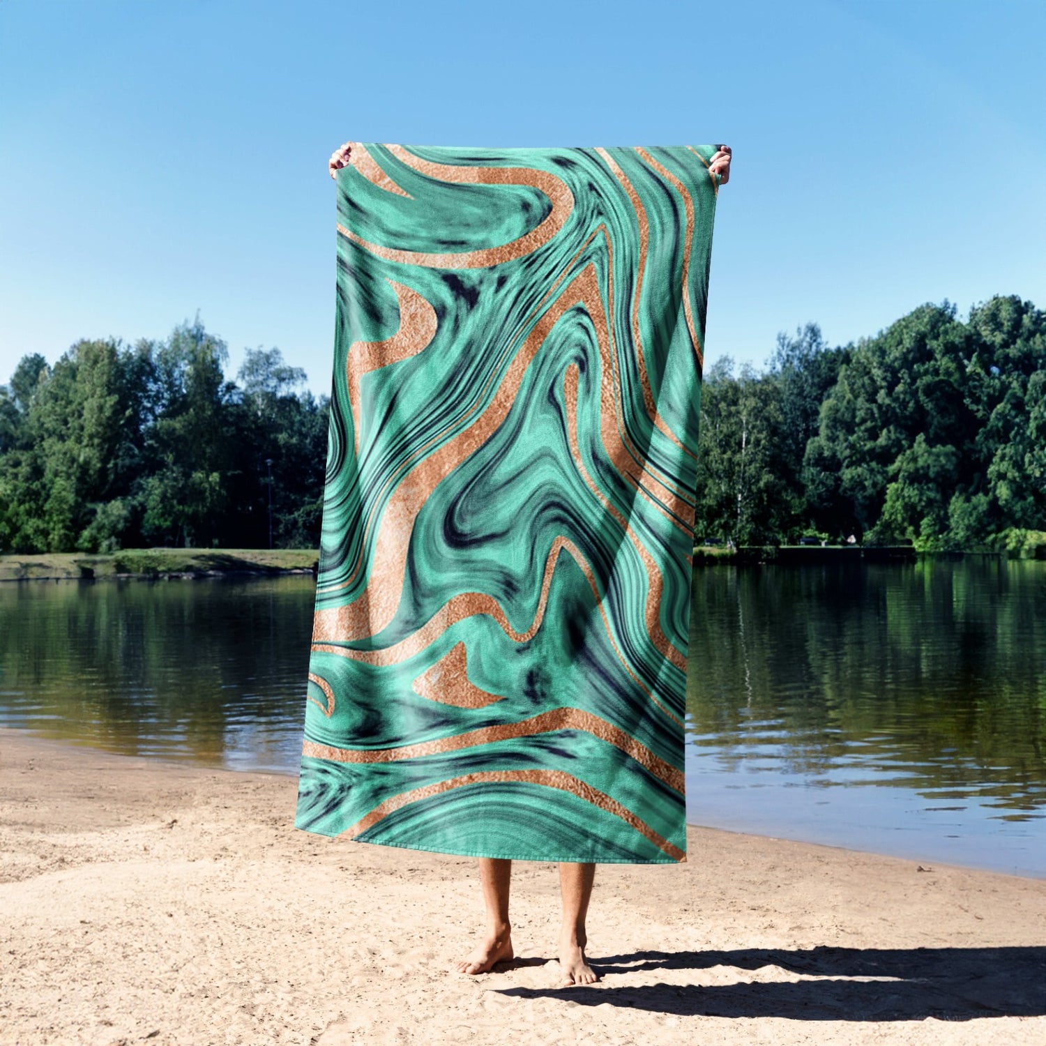 Liquid Marble Abstract Custom Design Coloured Novelty Beach Bath Sheet Towel