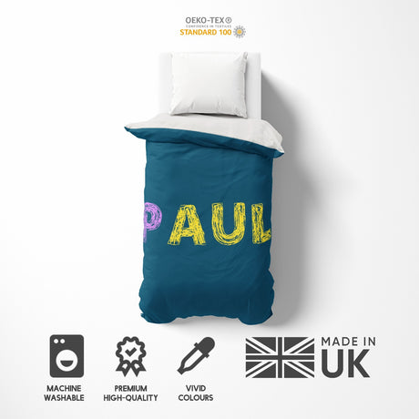 Personalised Any Name Colourful Crayon Soft Single Size Novelty Bed Duvet Cover