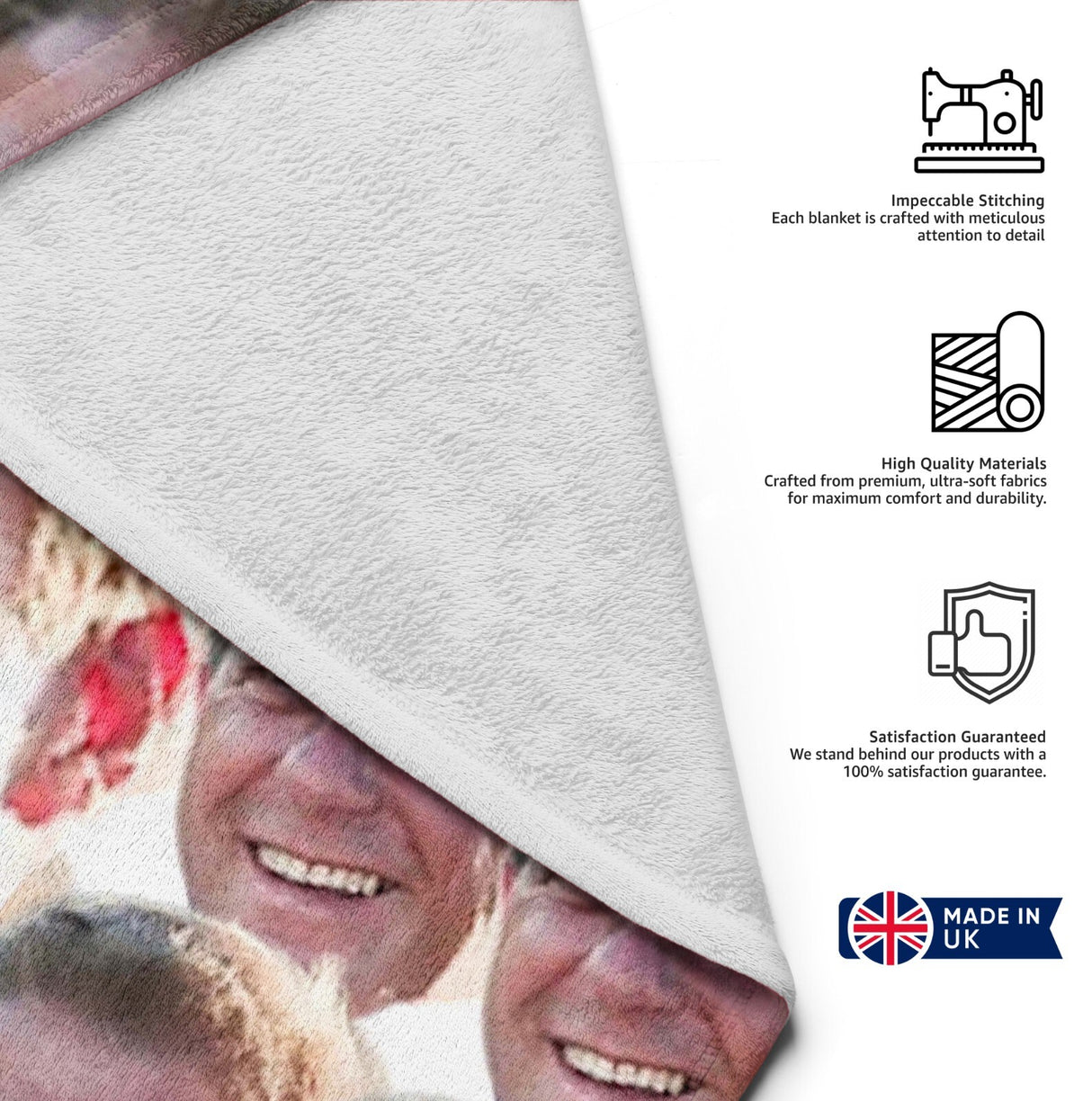 Funny Personalised Custom Photo Upload Collage Soft Warm Fleece Blanket Decor