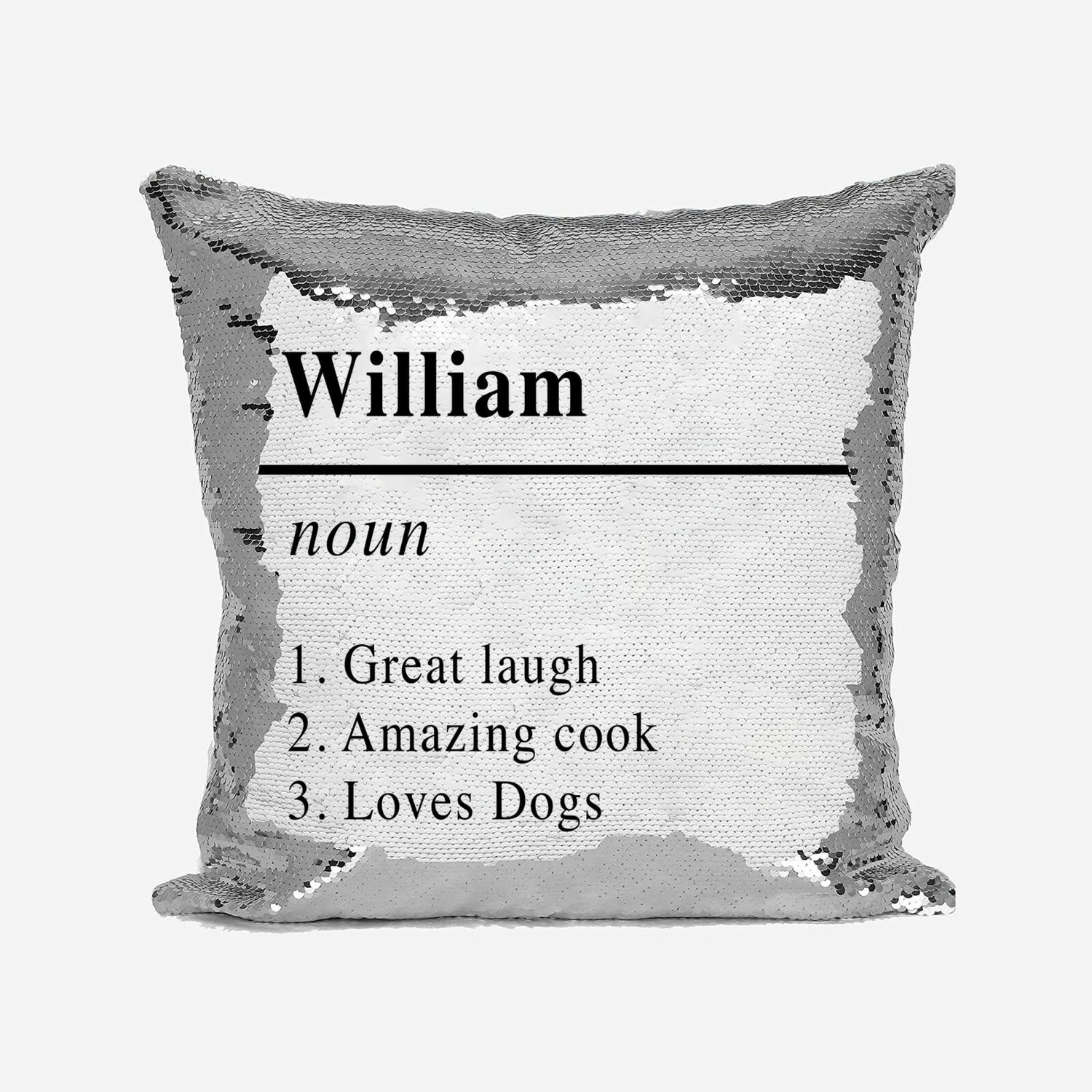 Personalise Your Name Meaning Definition Sequin Magic Cushion Cover + Pillow