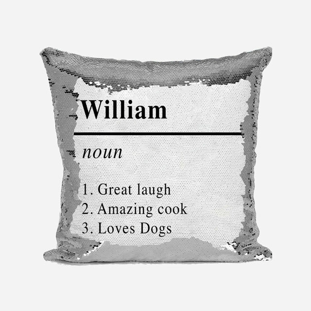 Personalise Your Name Meaning Definition Sequin Magic Cushion Cover + Pillow