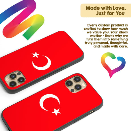 Turkey Flag Turkish Printed iPhone Case - Black TPU Cover Protector Custom Gift