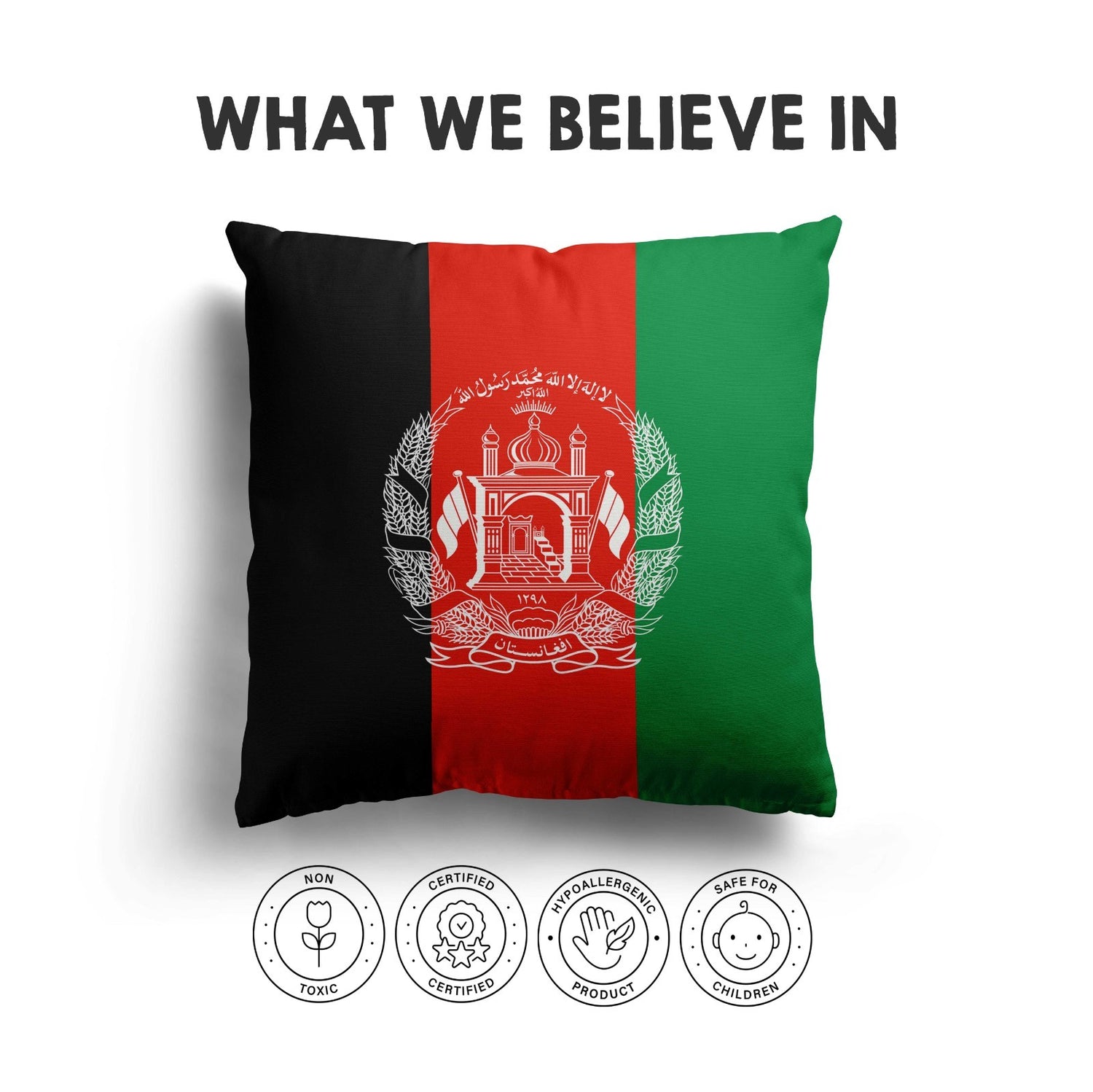 Afghanistan Flag Design Filled Square Cushion - Decorative Throw Gift Any Size